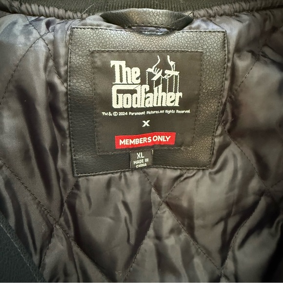 NWT The Godfather X Members Only Vegan Leather Bomber Varsity Jacket - Picture 3 of 5